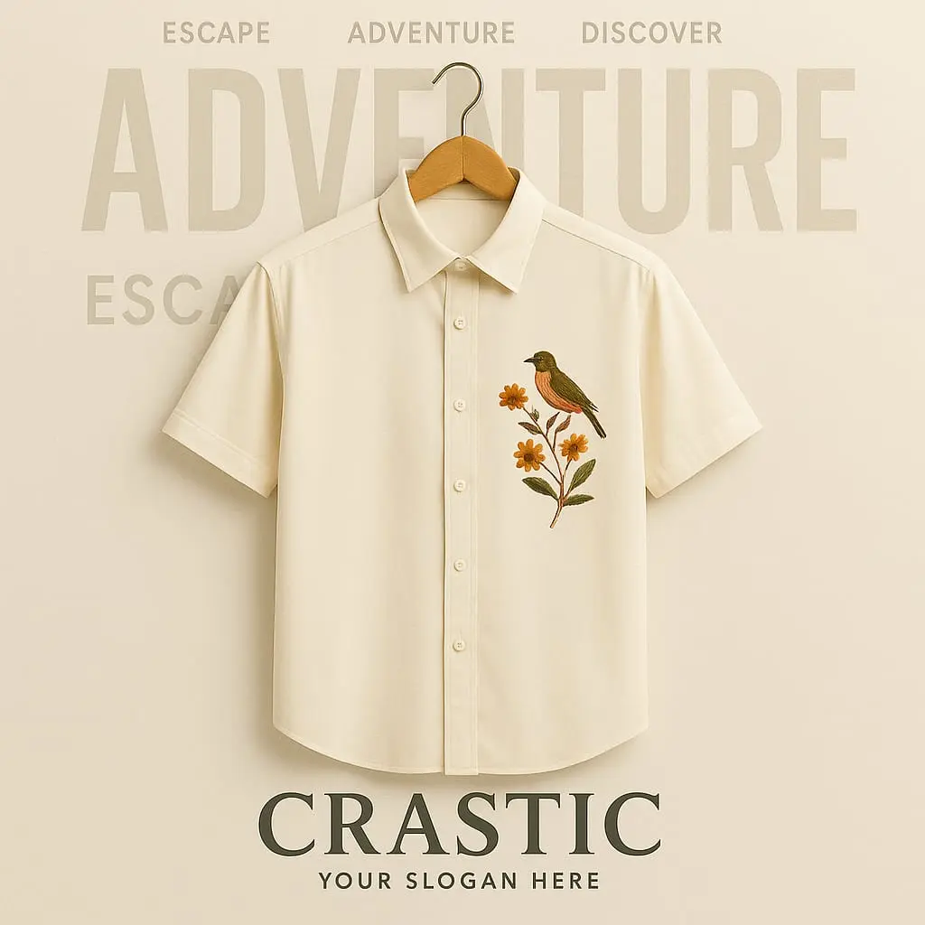 Embroidery printing t-shirt stylish birds design